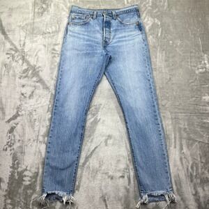 Levi's Premium 501 Skinny‎ Jeans Frayed Hem Denim Women's W27 Grunge Retro Boho